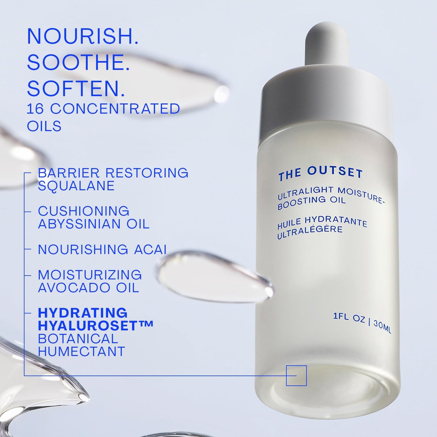 The Outset Ultralight Hydrating Face Oil with Squalane, Fast-Absorbing, Non-Clogging & Gentle Moisturizer, Fragrance-Free, Clean, Vegan & Gluten-Free
