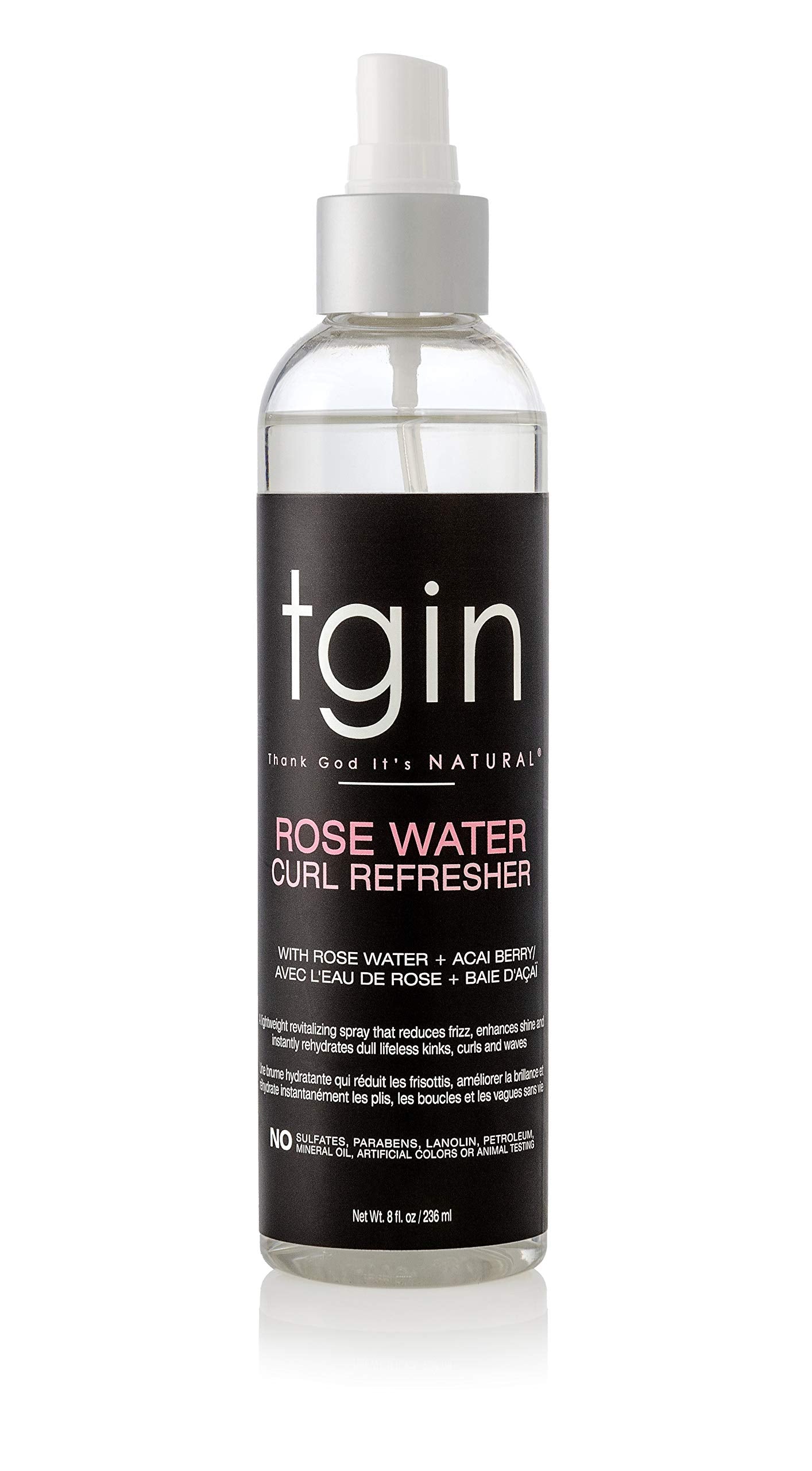 tgin Rose Water Curl Refresher - Curl Spray for Curly, Coily, and Wavy Hair - tgin Hair Products Enhances Shine, Reduces Frizz, and Moisturizes Dry