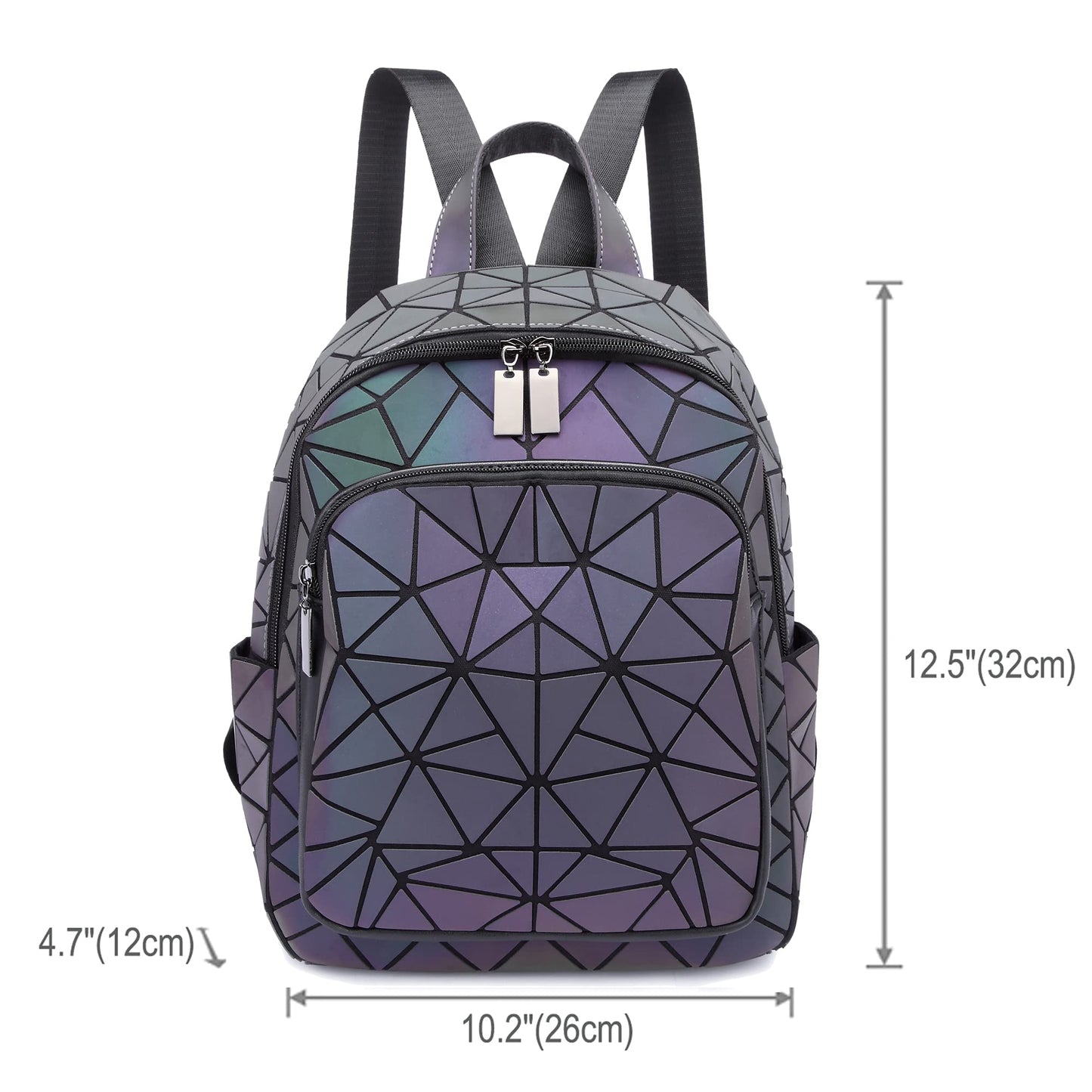 SIYUE Luminous Geometric Backpacks Women Purses and Handbags Holographic Reflective Bags Iridescent Backpack A1