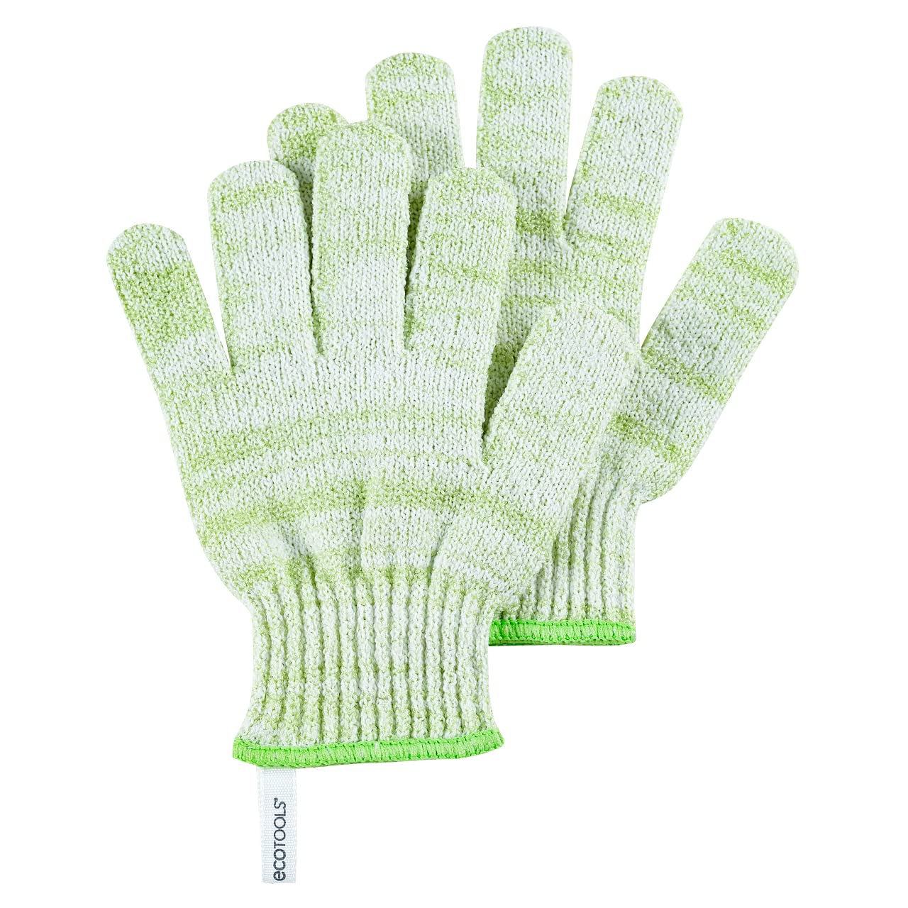 EcoTools Bath & Shower Gloves, Recycled Netting, Exfoliating, Gentle Cleansing for Whole Body, Fits All Hands, Green, 1 Pair