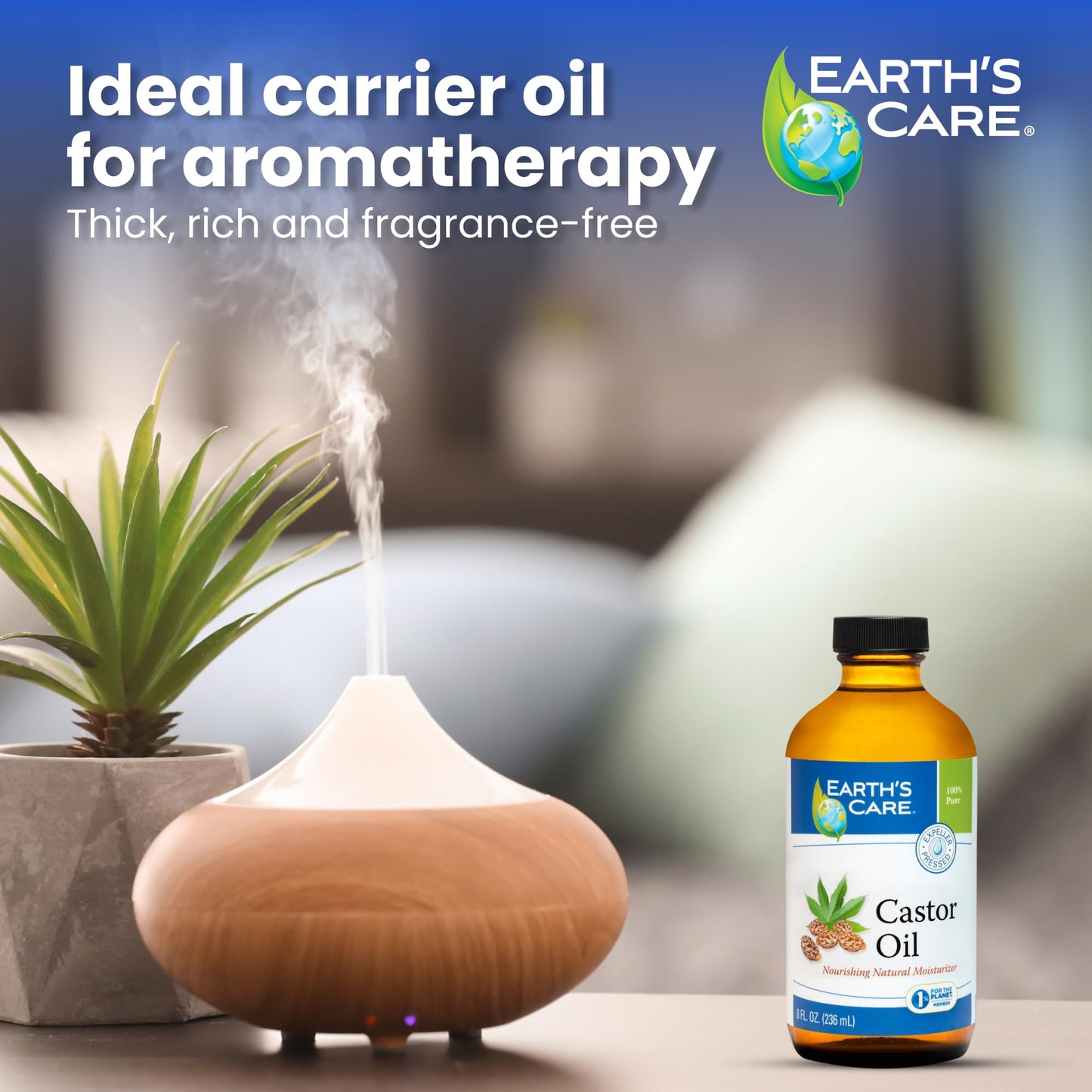 Earth’s Care Castor Oil - 100% Pure Castor Oil Expeller Pressed - All Natural Nourishing Moisturizer - 8 FL OZ