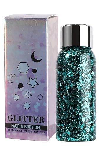 JUDEWY Body Glitter Gel, Face Glitter Body Glitter Glitter Liquid Eyeshadow, Face Hair Nail Glitter, Holographic Makeup Festival Glitter Makeup (05)