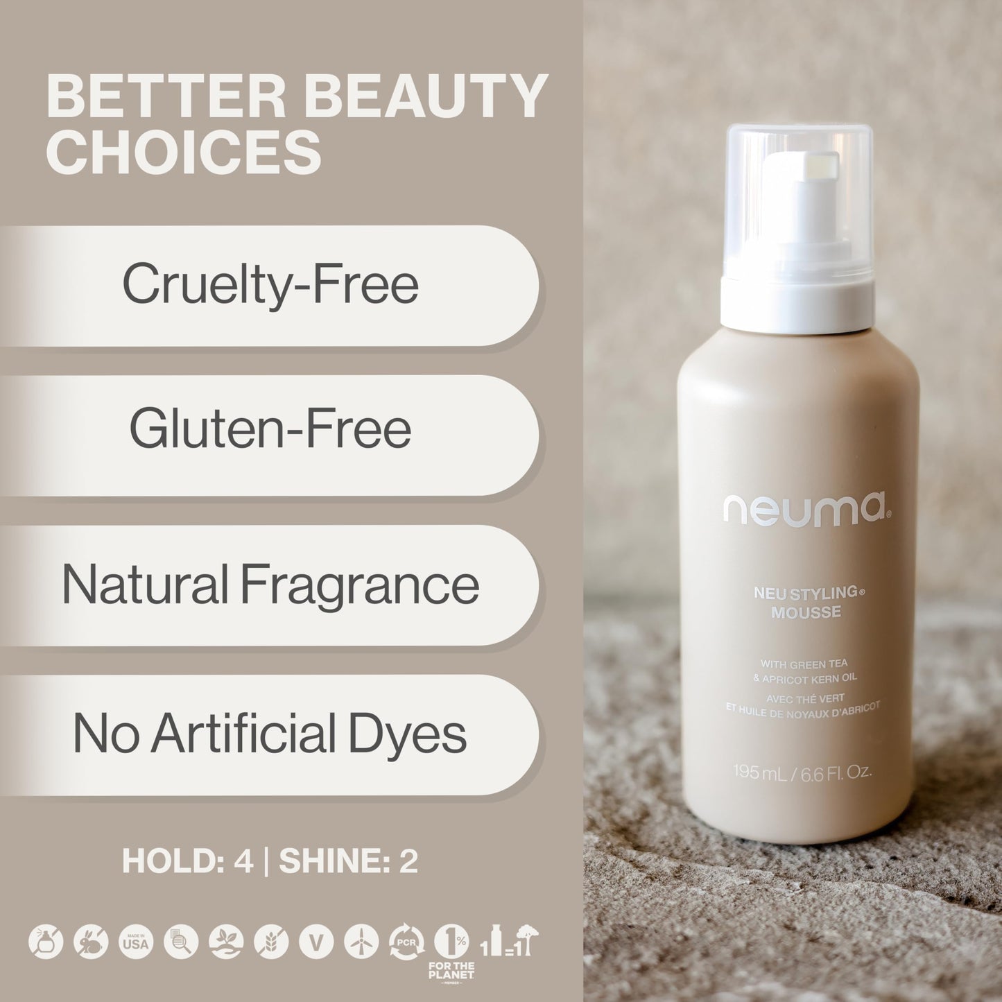 Neuma Neu Styling Hair Mousse 6.6 Fl. Oz. Mousse for Hair Volume with Lavender, Mandarin & Vanilla Scent