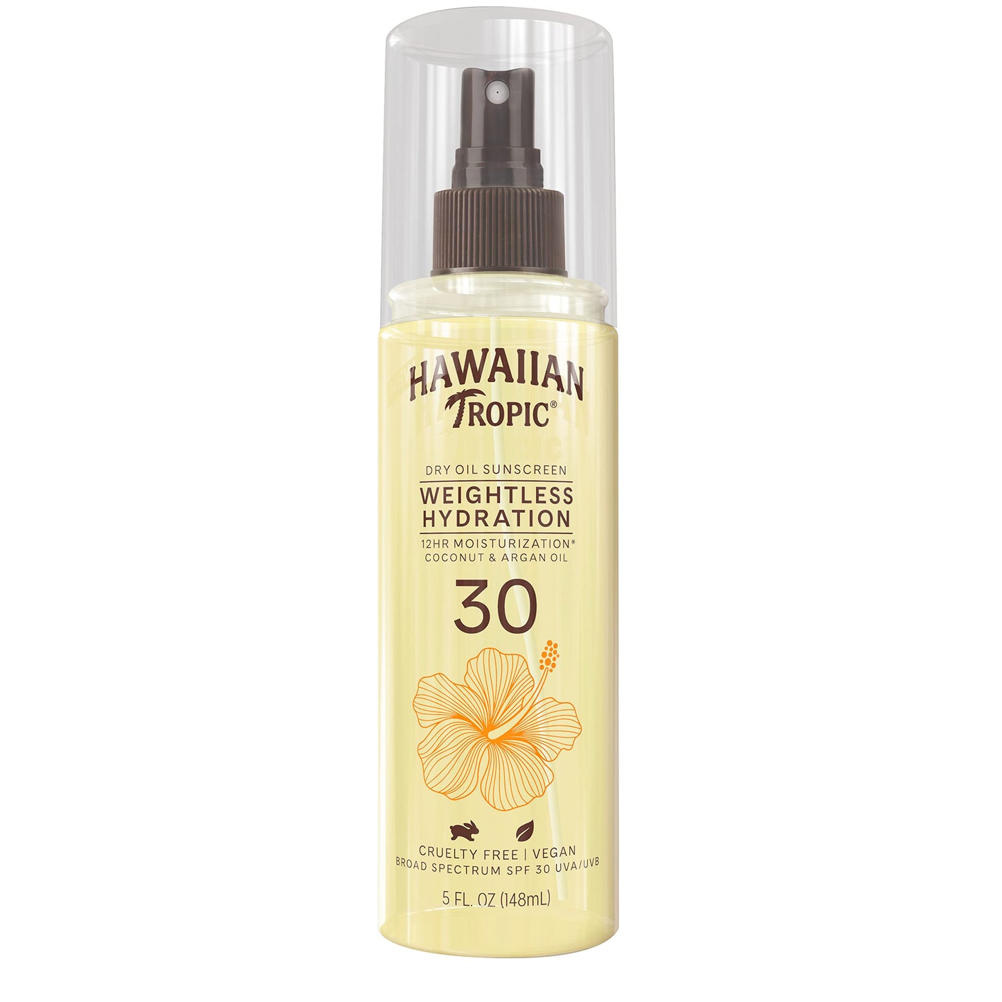 Hawaiian Tropic Weightless Hydration Dry Oil Sunscreen Spray SPF 30, 5oz | Sunscreen Oil Mist, SPF 30 Sunblock Spray, Oxybenzone-Free, 5oz