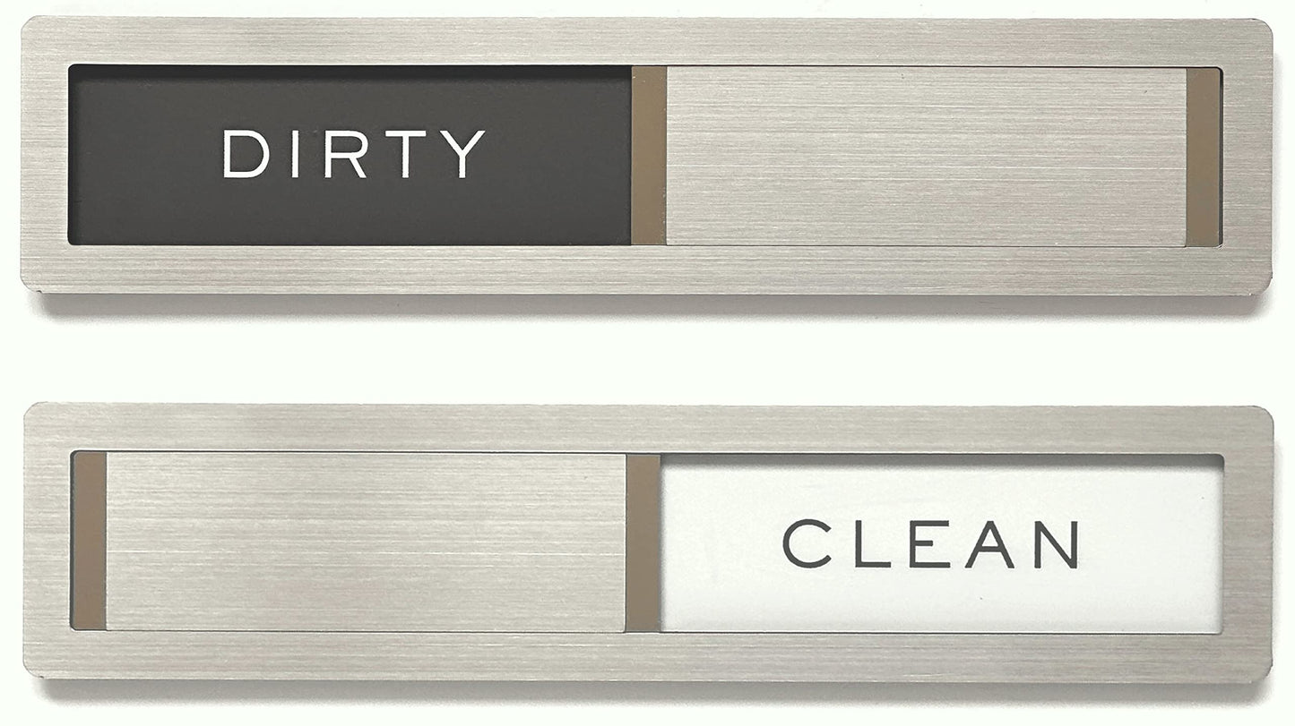 Dishwasher Magnet Clean/Dirty Sign – Kubik Premium Stainless Steel 304, Kitchen Organizer & Storage Decor with Extra Adhesive Tape