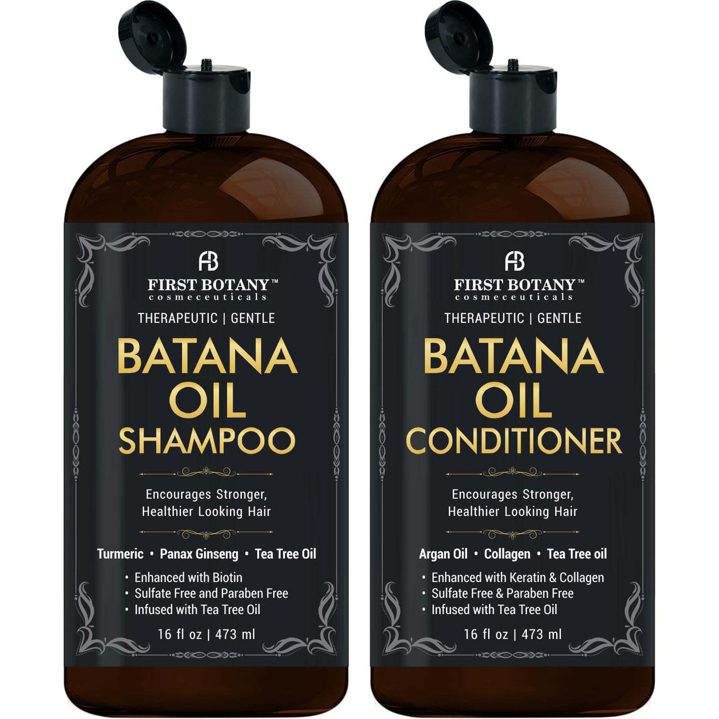Batana Oil Shampoo and Conditioner - Fights Hair Loss, Promotes Hair Growth, Fights Dandruff, Lice & Itchy Scalp - for Men and Women Sulfate Free - 16