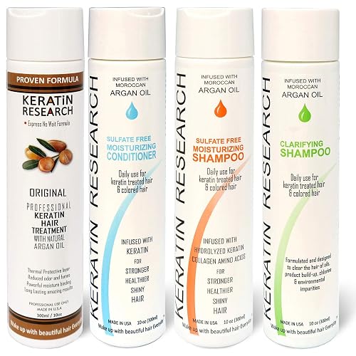 Complex Brazilian Keratin Blowout Straightening Smoothing Hair Treatment 4 Bottles 300ml Kit Includes Sulfate Free Shampoo Conditioner set by Keratin