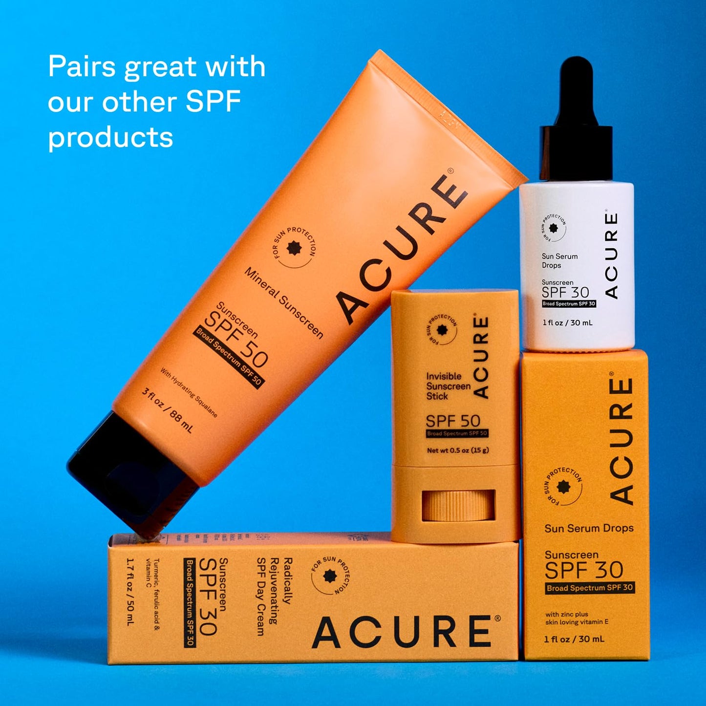 Acure Sun Serum Drops SPF 30 - Hydrating Sunscreen Serum & Reef-Safe Broad-Spectrum Protection, Skincare for Beauty Glow, Sheer UV Shield, Use
