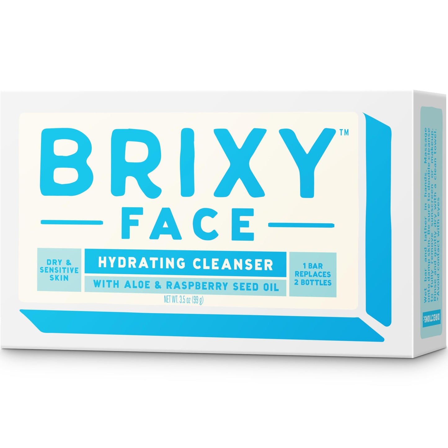 BRIXY Hydrating Facial Cleansing Bar For Dry Skin - Aloe and Raspberry Seed Oil To Soothe And Moisturize, Ceramide & Niacinamide Support A Heathy Skin
