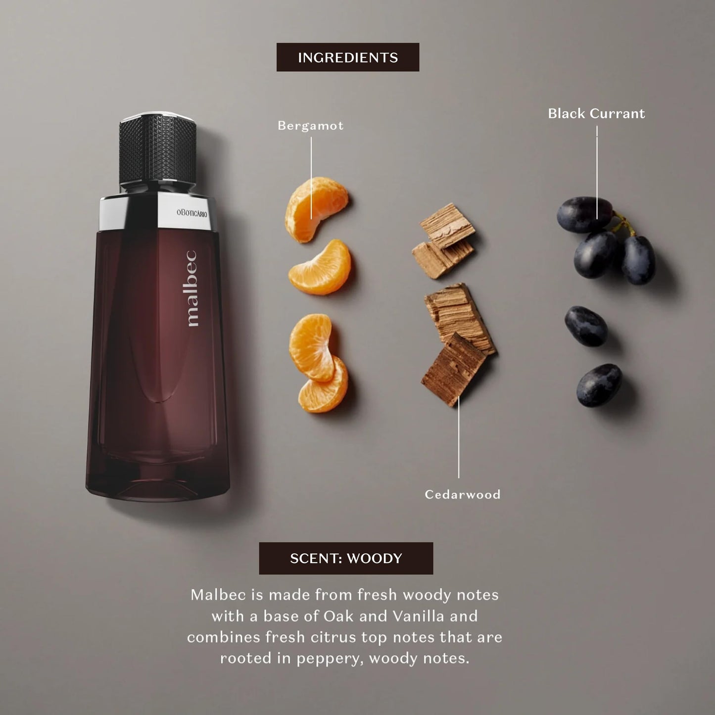 Malbec Classic Eau de Toilette By O Boticario, Cologne For Men, Long-Lasting Fragrances, French Oak Barrel-Aged Red Wine & Woody Amber Perfume Scent