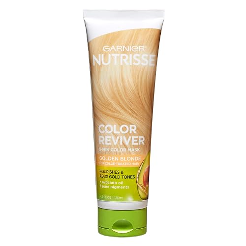 Garnier Nutrisse 5 Minute Nourishing Color Hair Mask with Triple Oils Delivers Day 1 Color Results, for Color Treated Hair, Golden Blonde, 4.2 Fl Oz
