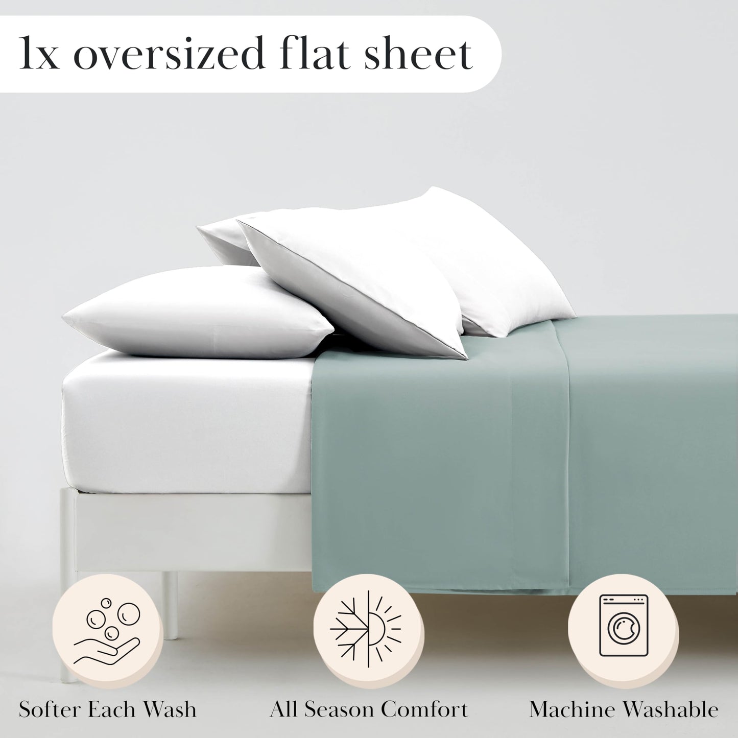 Southshore Fine Living, Inc. King Flat Sheets Only, Oversized Flat Sheet, 132" x 110" Hotel Quality Bedding, California/King Top Sheet Stays Tucked on