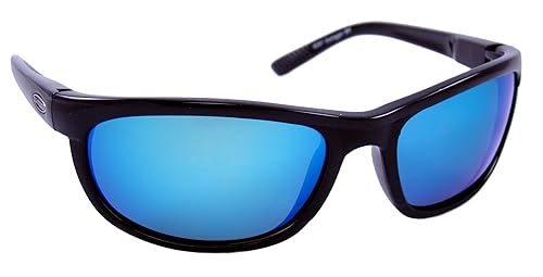 Sea Striker Outrigger Polarized Sunglasses with Black Frame,Blue Mirror and Grey Lens (Fits Medium to Large Faces)