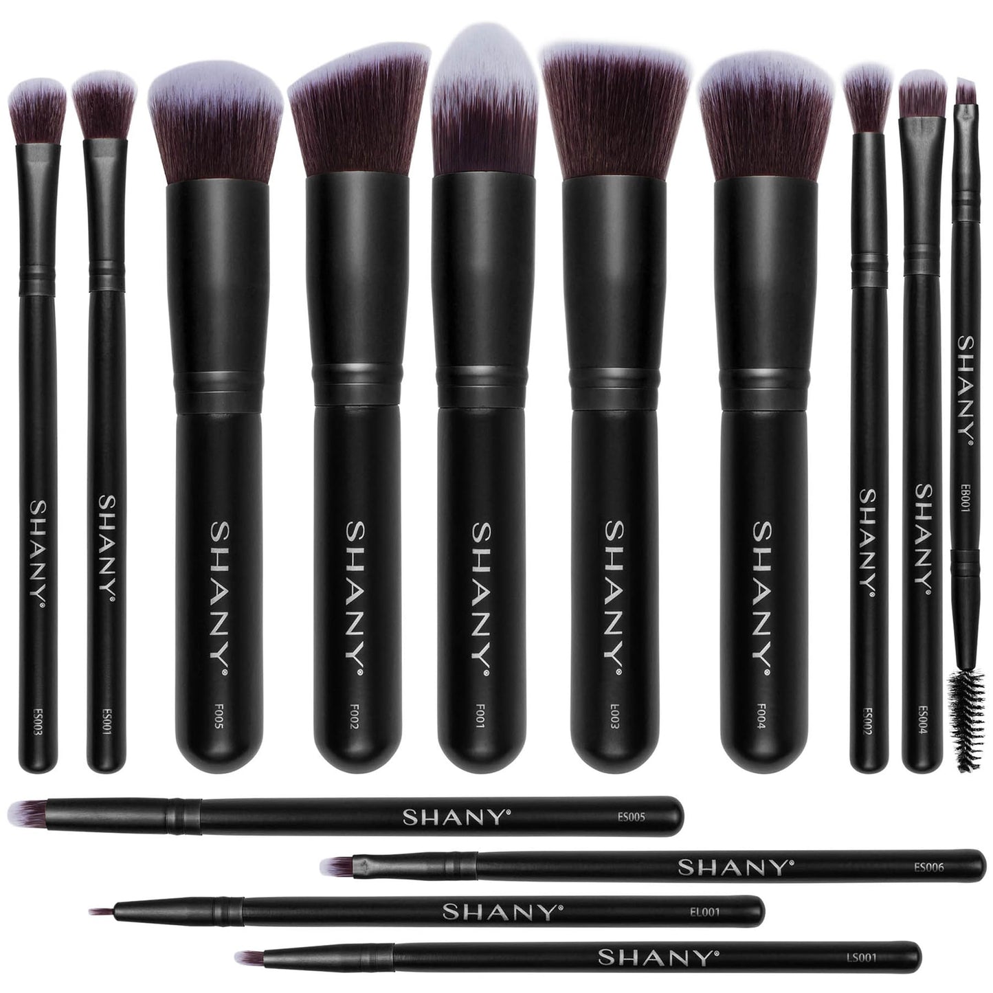 SHANY Makeup Brushes - Black Bombshell - 14-Piece Brush Set - Foundation Powder Concealers Eye Shadows Makeup brushes - Complete Kabuki Makeup Brush