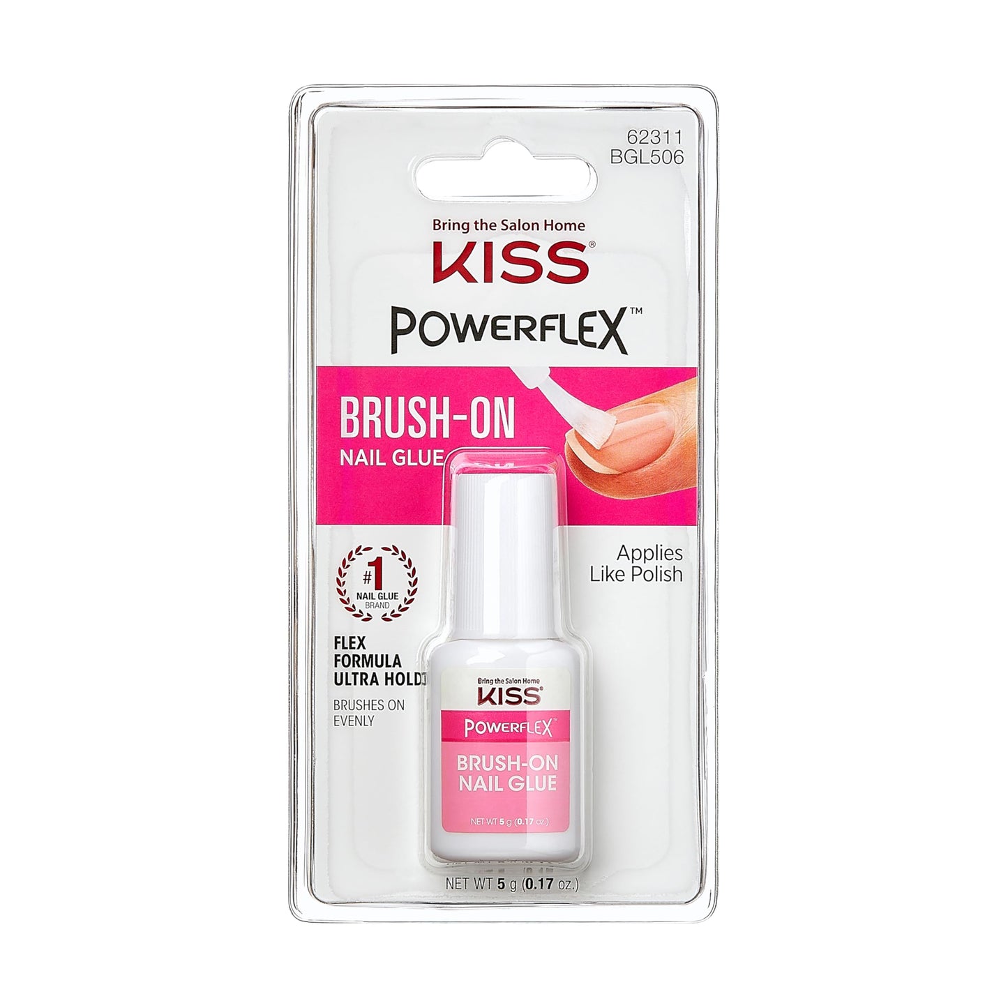 KISS PowerFlex Ultra-Hold Super Strength Instant Bond Flex Formula Brush-On Nail Glue, Application of Artificial Nails & Natural Nail Repair - 3-Pack