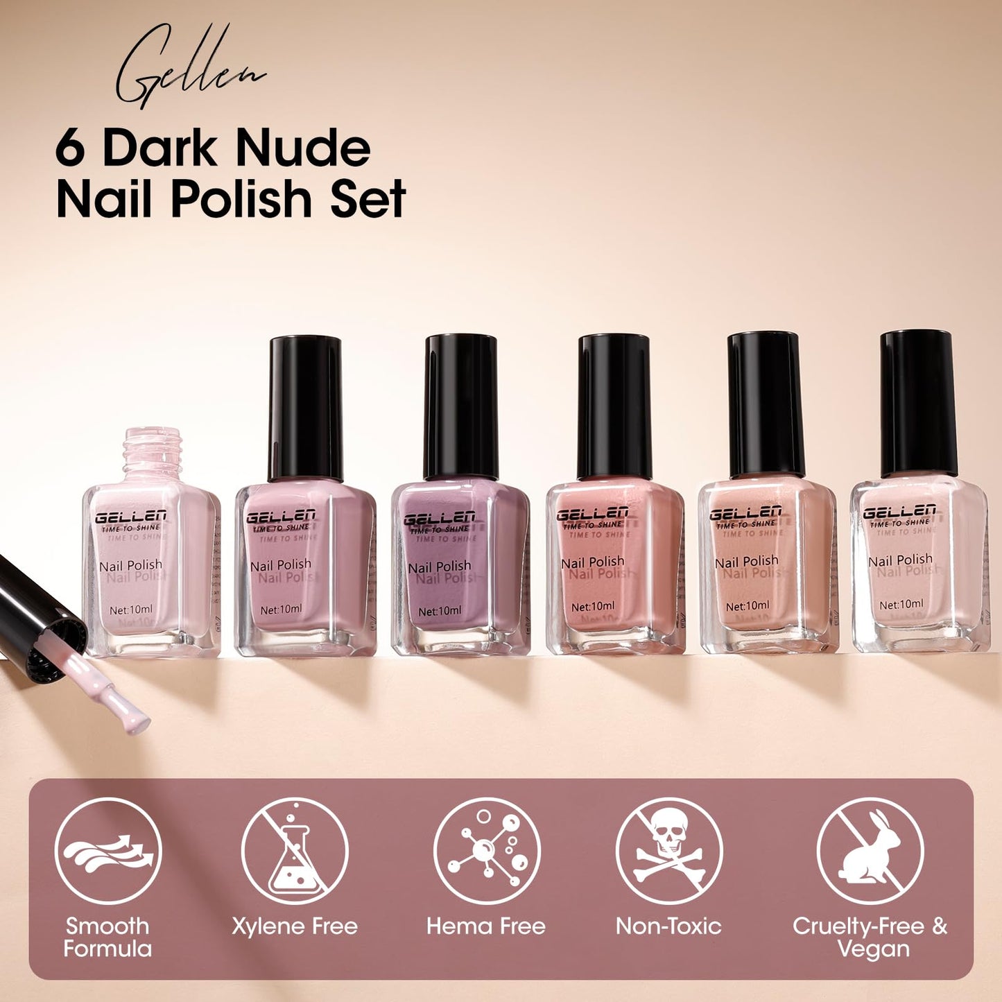 GELLEN Nail Polish Neutral Earth Tones, Nude Dusty Rose Fall Winter Air Dry Regular Nail Polish 6-color Set for Finger Toe Nails Home Salon All Beauty and Personal Care GELLEN