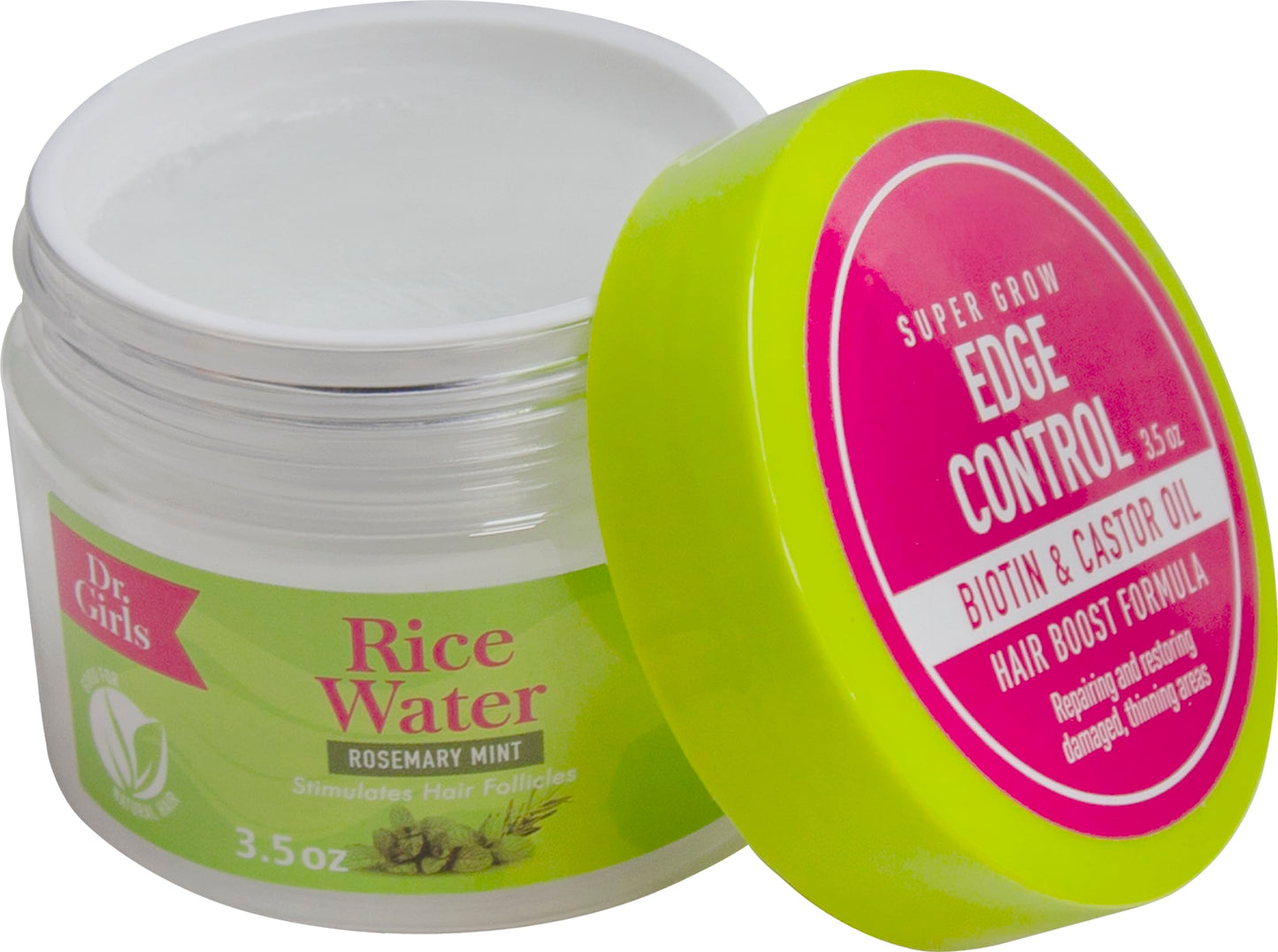 R&B Collection Dr. Girls Rice Water Edge Gel - No Flaking, Extra Mega Hold for Cornrows, Locs & Twists with Biotin, Castor Oil 3.5oz (Rosemary Mint)