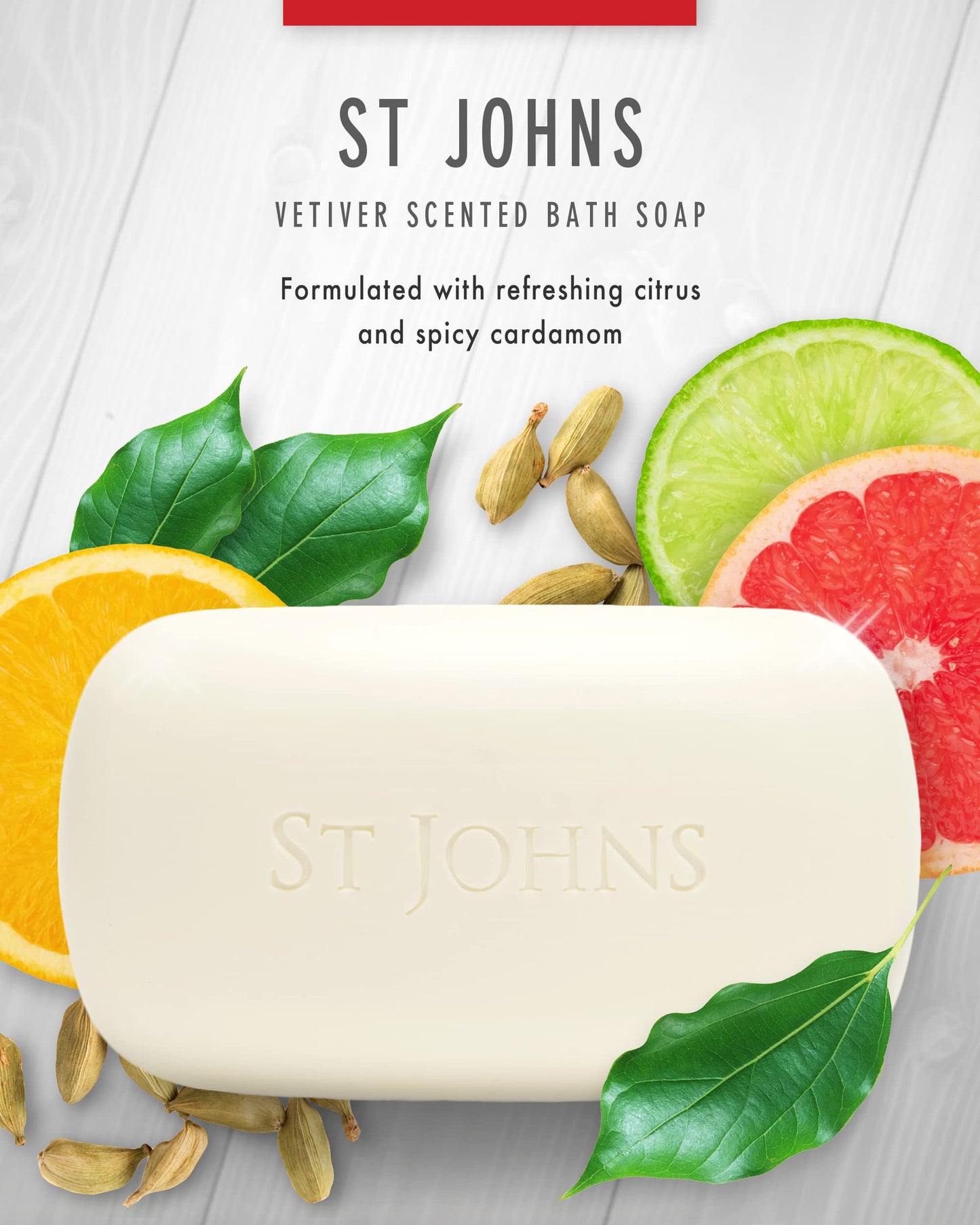 St. John Classic Vetiver Soap Bar | Refreshing Spicy Citrus Soap for Men | USA Made, Triple-milled Soap Bar | Hydrating Body Soap with Olive Oil