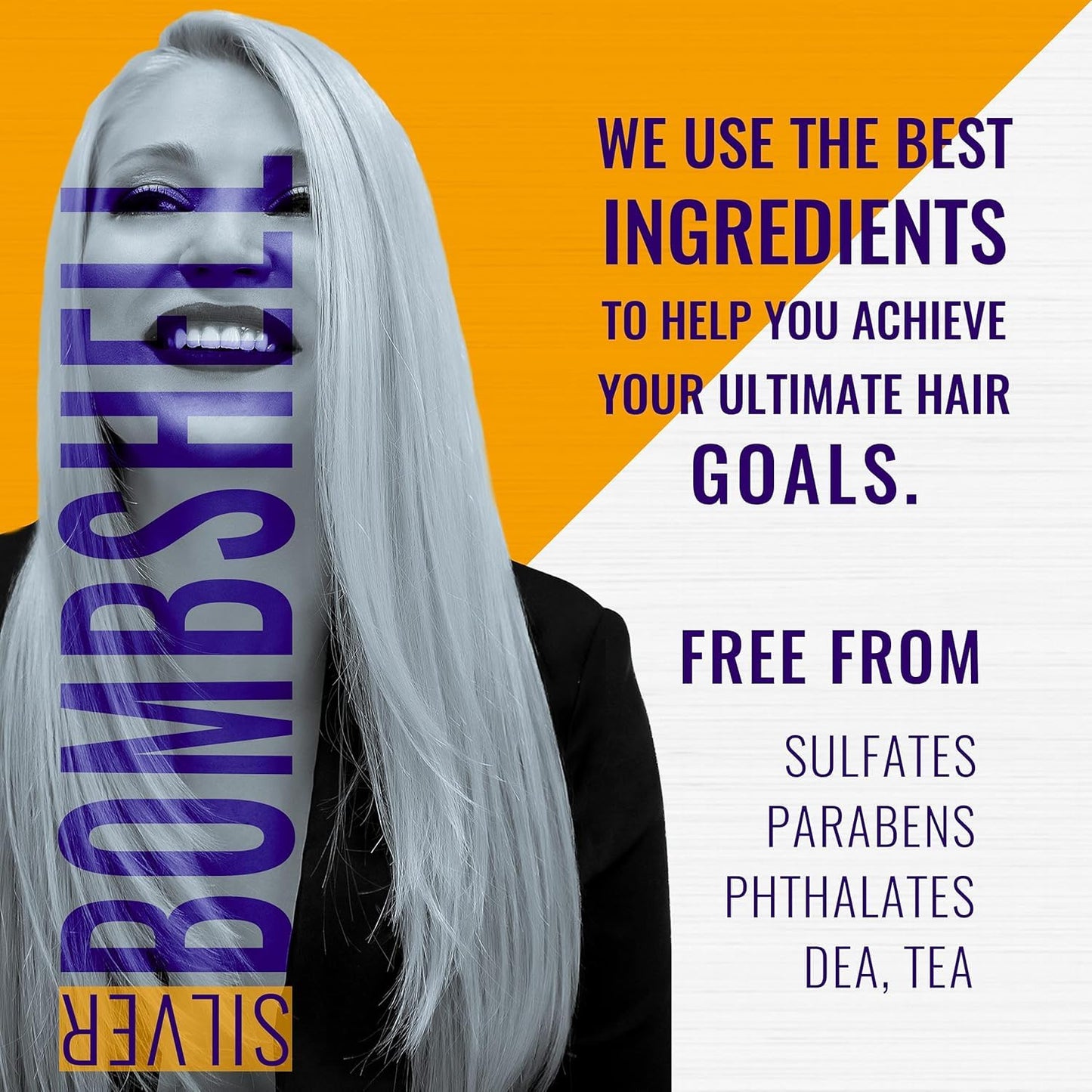 GK HAIR Global Keratin Moisturizing Conditioner and Silver Bombshell Purple Shampoo Set for Blonde & Gray Hair - Hydrating, Color-Protecting Formula