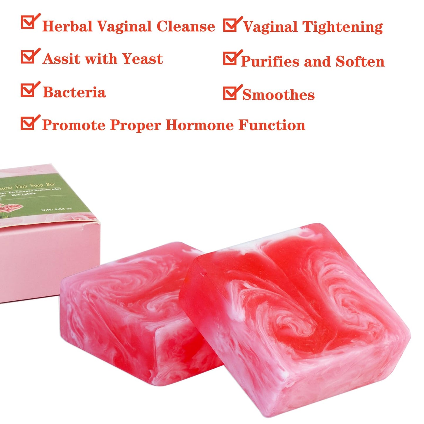 2 PCS Yoni Soap Bars for Women, 100% Handmade Natural PH Balanced & V Cleansing Soap for Women, All Natural Odor Remover with Bubble Foam Net, Yoni