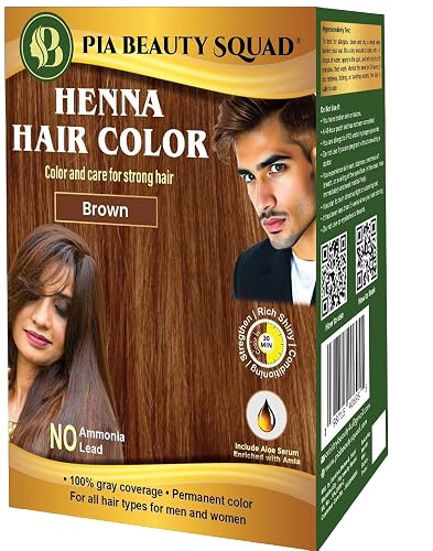 PIA Beauty Henna Hair Color Kit - Black - 30 Minute Ayurvedic Hair Dye with Serum - 100% Grey Coverage |Color mix+ Shine Serum | For Men & Women