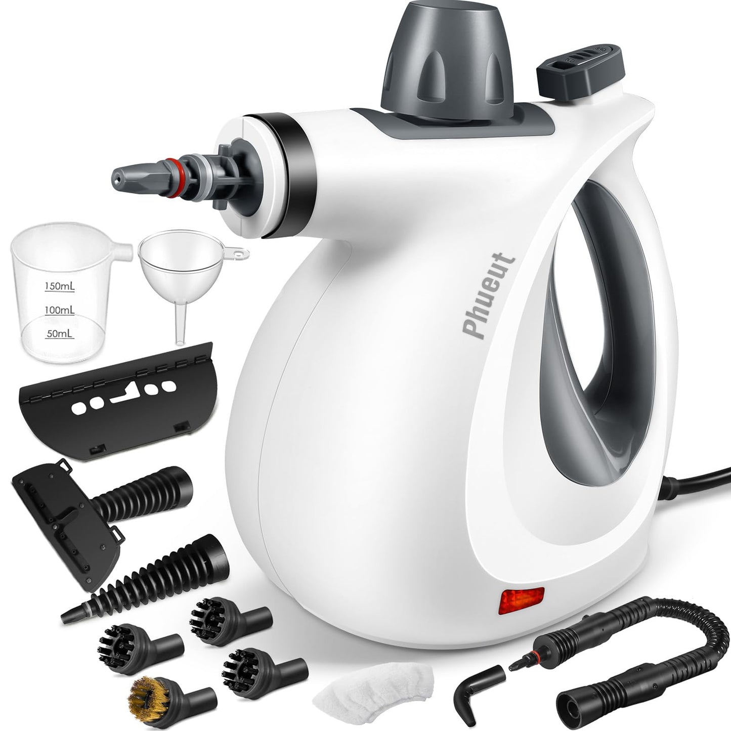 Phueut Handheld Pressurized Steam Cleaner with 12 Accessories, Multi-Surface Steamer for Floors, Upholstery, Grout & Car Cleaning