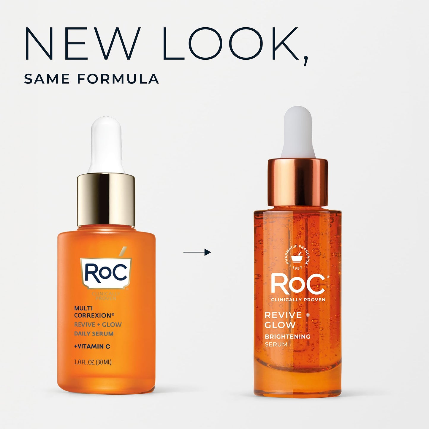 RoC Multi Correxion Revive + Glow 10% Active Vitamin C Serum for Face, Daily Anti-Aging Wrinkle and Skin Tone Skin Care Treatment, Brightening Serum