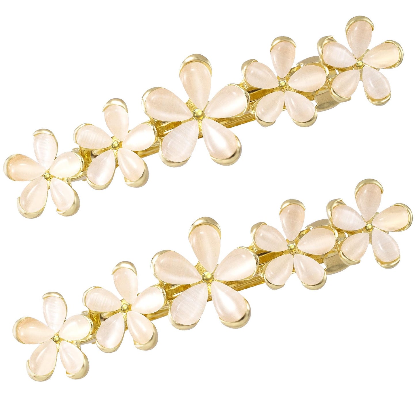 HINZIC 2 Pcs 2.64inch Flower Opal Hair Clips Gold Sparkly Wedding Barrettes Fancy Hair Pins Valentines Wedding Prom Engagement Birthday Decorative