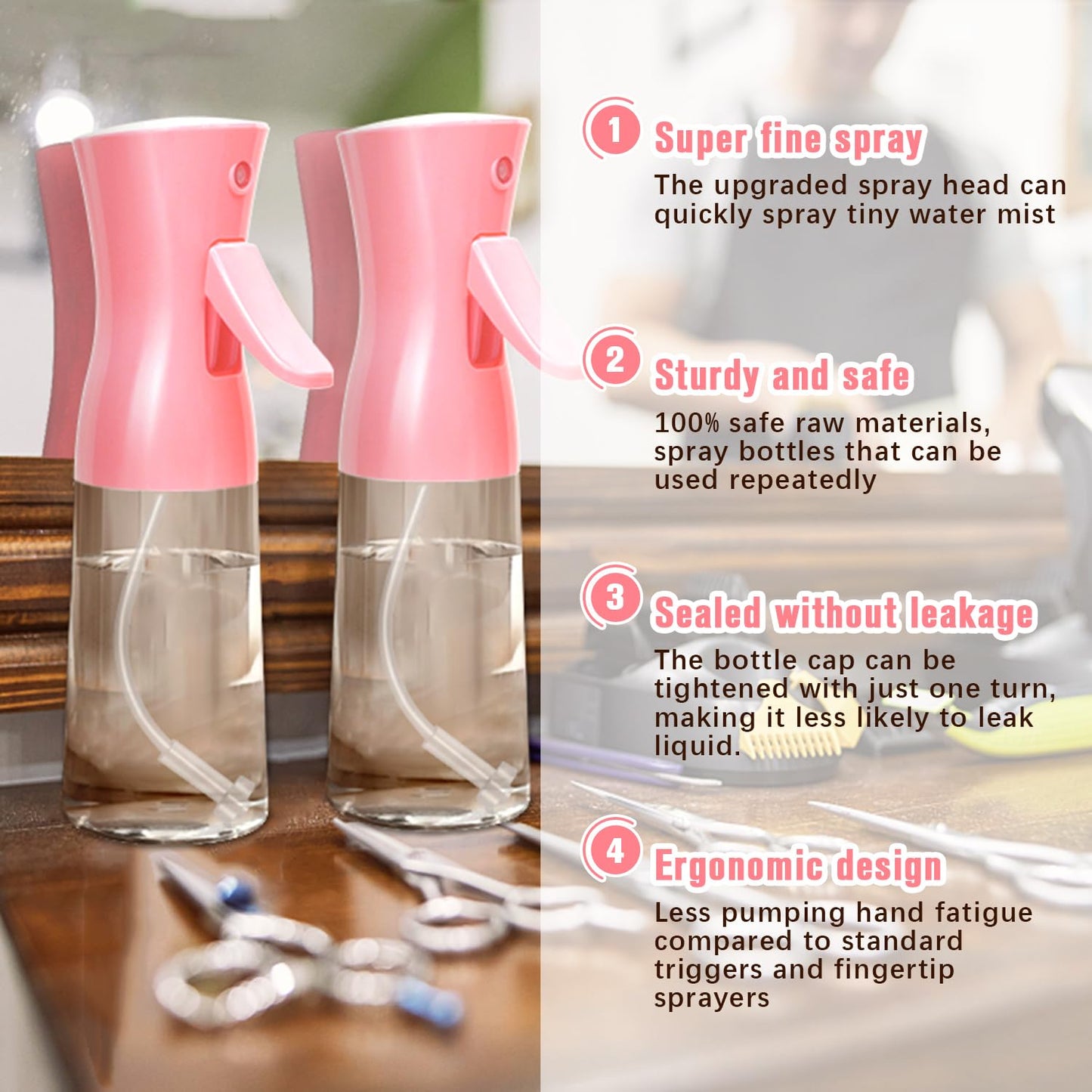 Apidgrowth Spray Bottle,Hair Spray Bottles, Fine Mist Refillable Spray Container, Ultra-Fine Continuous Spray Bottle for Skincare, Plant Care, Pet Beauty and Personal Care Apidgrowth