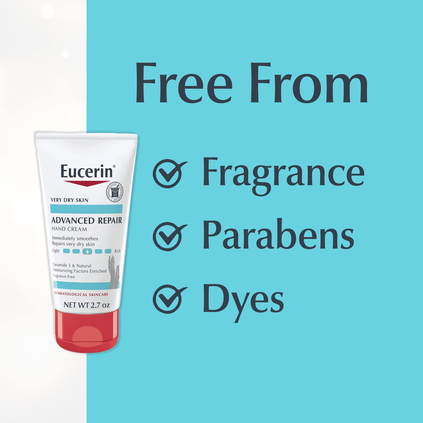 Eucerin Advanced Repair Hand Cream, Soothes and Repairs Very Dry Skin, Fragrance Free, Non Greasy, Fast Absorbing, Travel Size Hand Lotion, Holiday