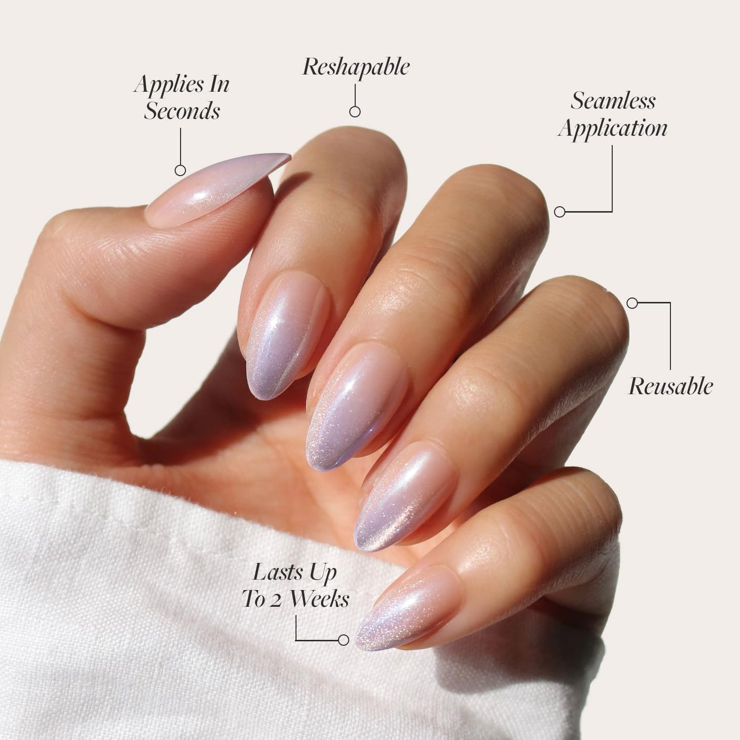 Glamnetic Press On Nails - Polar Day Fake Nails | Short Almond Fake Nails with Ombré Lilac Tips and Glossy Velvet Finish, Salon Quality | 15 Sizes Beauty and Personal Care Glamnetic