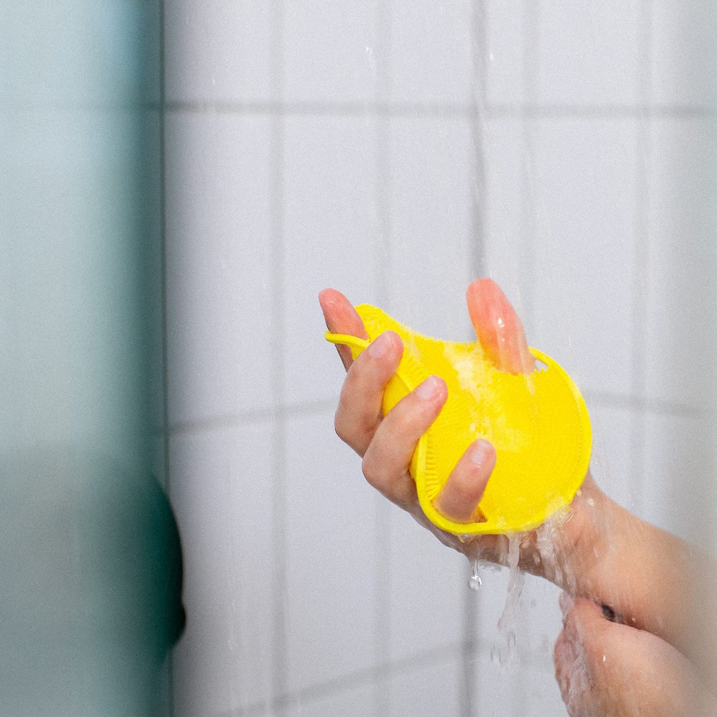 Boie USA Flat Body Scrubber - Soft Silicone-Like Exfoliating Shower Scrubber & Body Cleansing Brush - Stick-to-Wall Loofah Replacement - Body