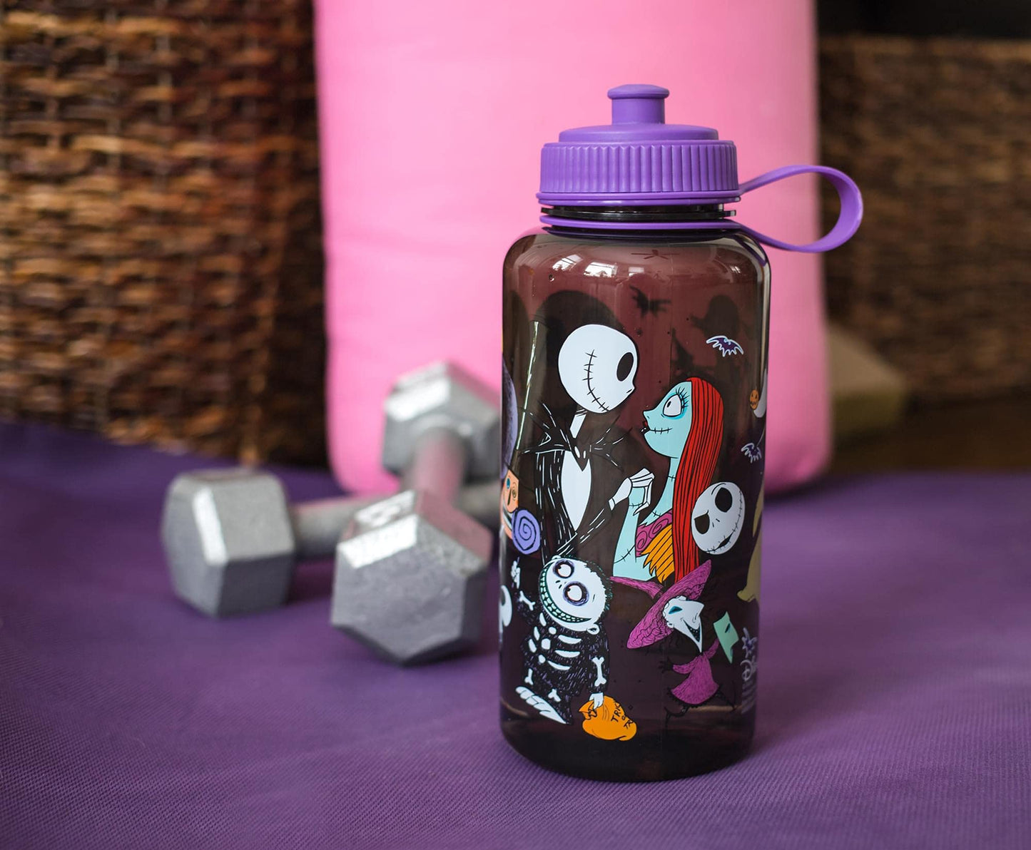 Nightmare Before Christmas Disney's The Water Bottle | BPA-Free Large Plastic Water Jug With Screw Top Lid | Hydration For Outdoor Sports, Gym, Yoga…