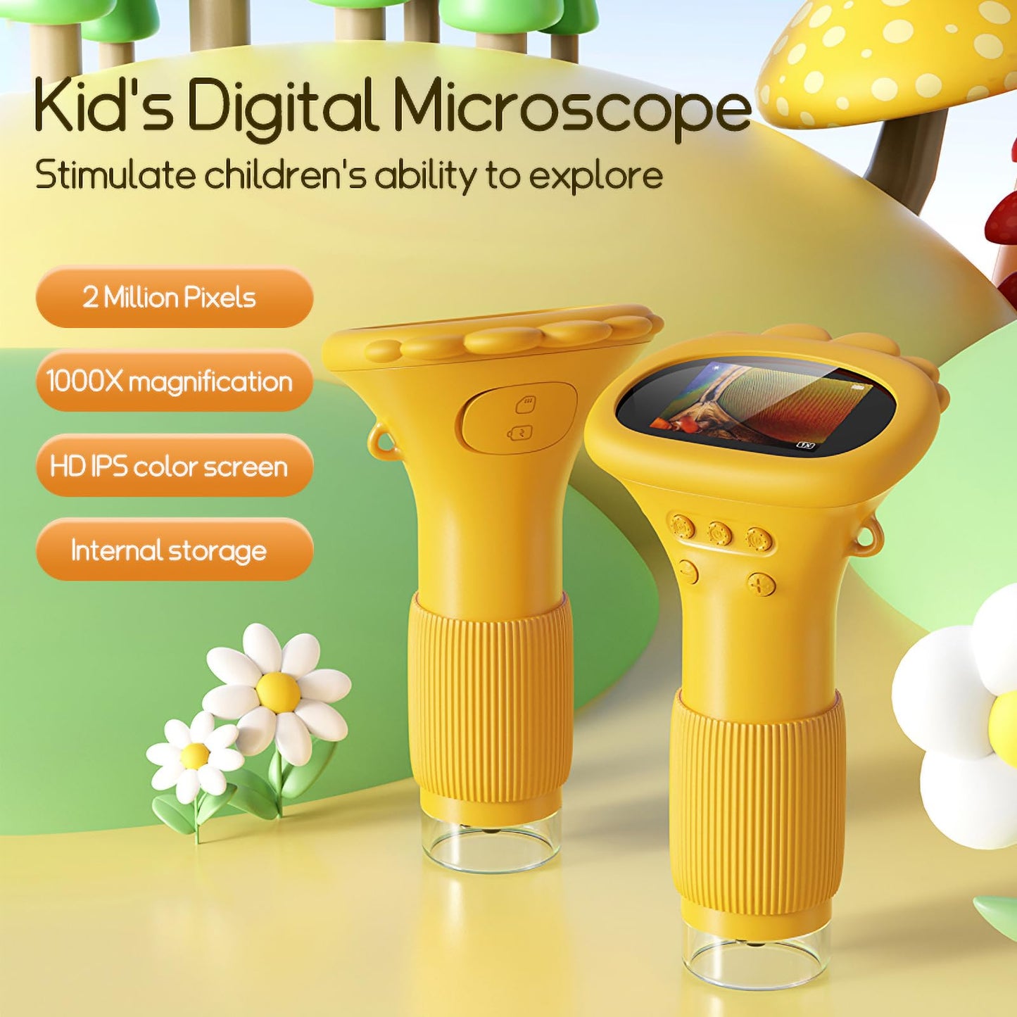 WINWEND Kids 1000X Pocket Microscope – Portable Digital Mini Microscope for Photos & Videos, STEM Toy for Ages 3-10 Boys & Girls