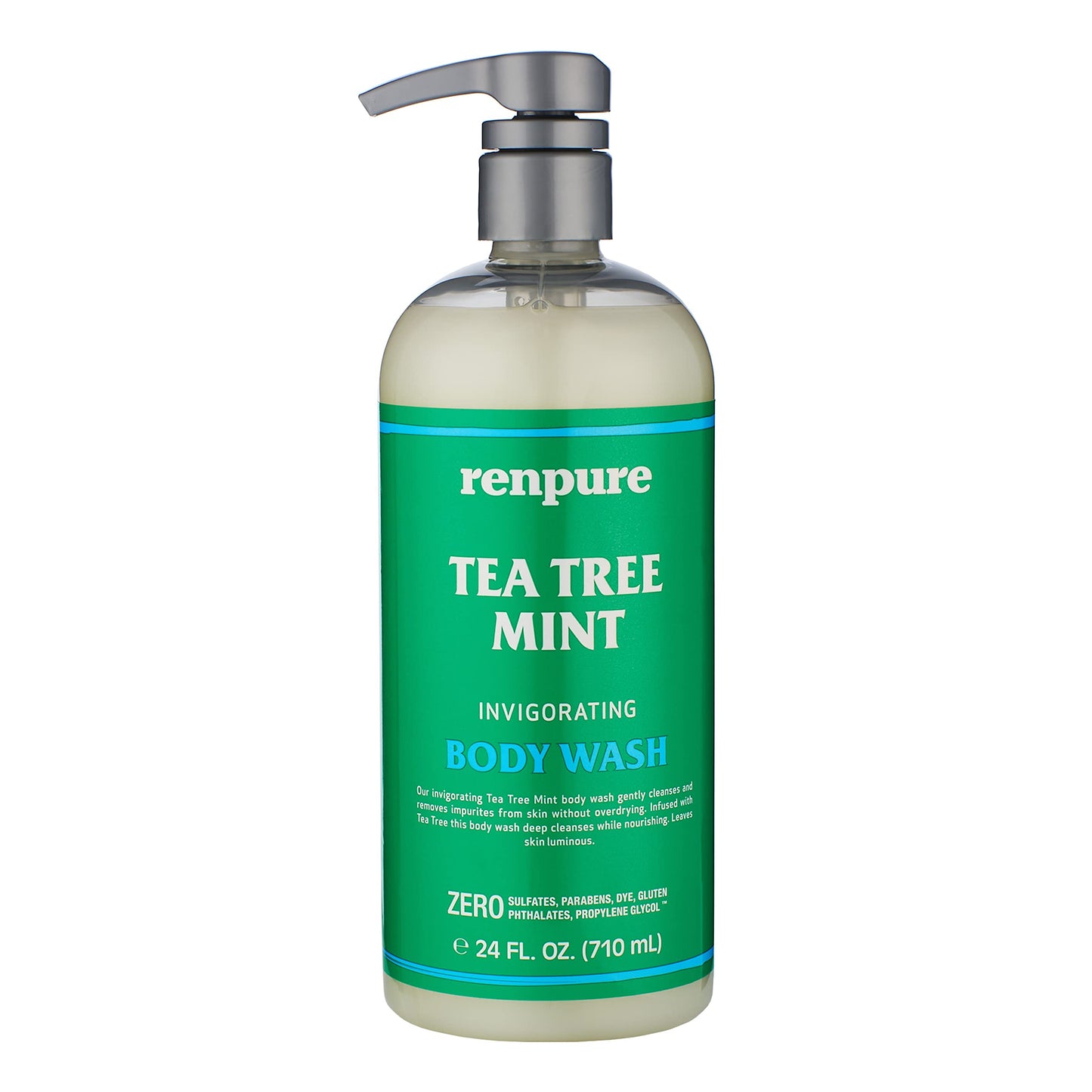 Renpure Original Tea Tree Essential Oil & Peppermint Moisturizing Body Wash With Pump - for Dry Sensitive Skin & Decongest Pores - Sulfate Free Body