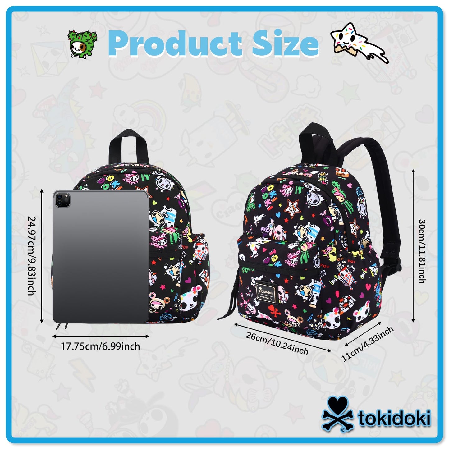 Tokidoki Unicorno Mini Backpack Daily Fashion Shoulder Bag Large Capacity Portable Travel Backpack Casual Daypack(black)