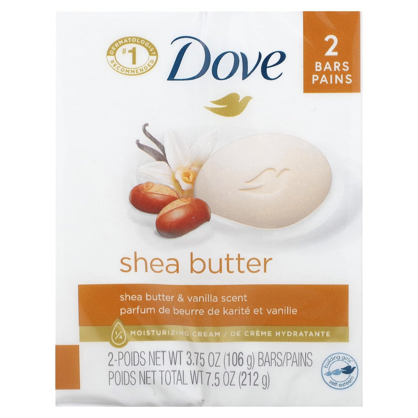 Dove Purely Pampering Shea Butter Beauty Bar, 2 Bar (Pack of 4)