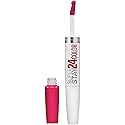 Maybelline Super Stay 24, 2-Step Liquid Lipstick Makeup, Long Lasting Highly Pigmented Color with Moisturizing Balm, Crisp Magenta, Neon Pink, 1 Count
