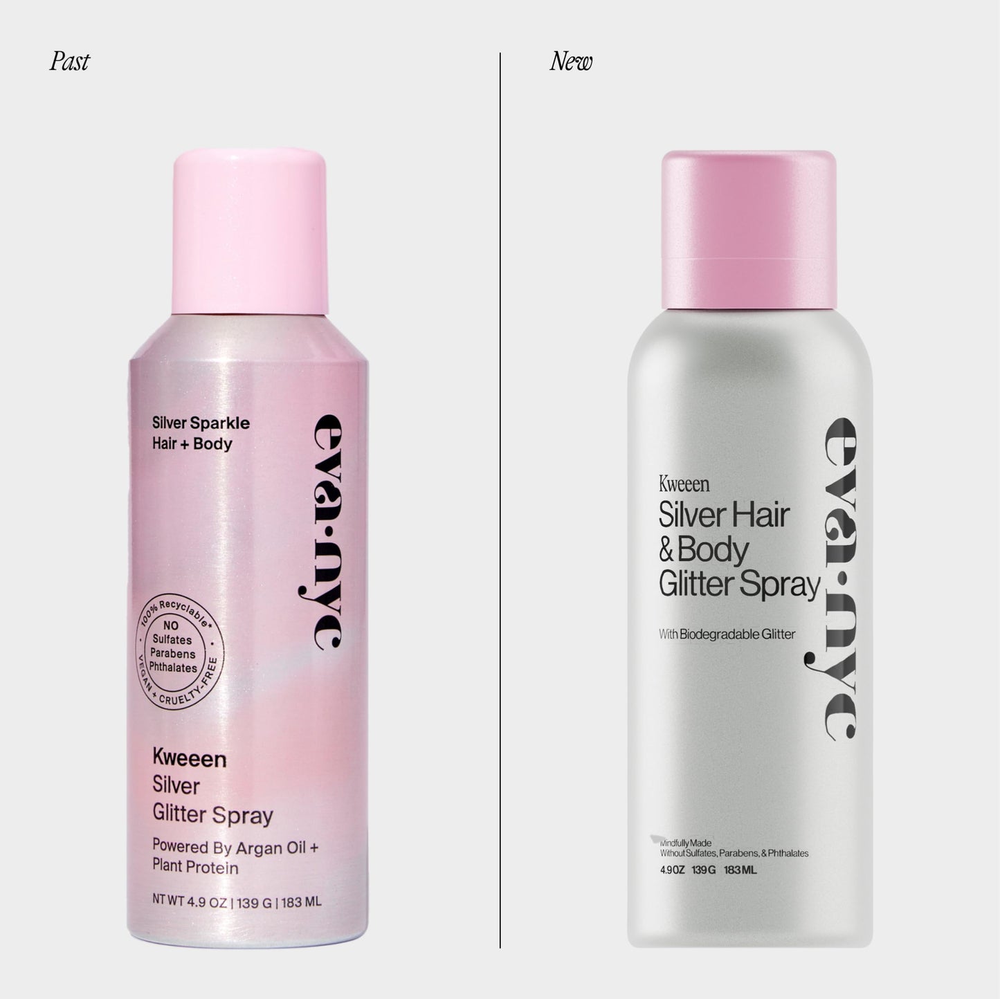 Eva NYC Kweeen Silver Body and Hair Glitter Spray for Shimmer, Washable Glitter Hairspray for Any Party Look, 4.9 oz