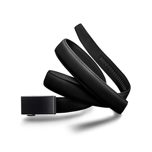 Mission Belt Women's Ratchet Belt - 30mm Obsidian Buckle/Black Leather Strap, Medium (Up to 33")