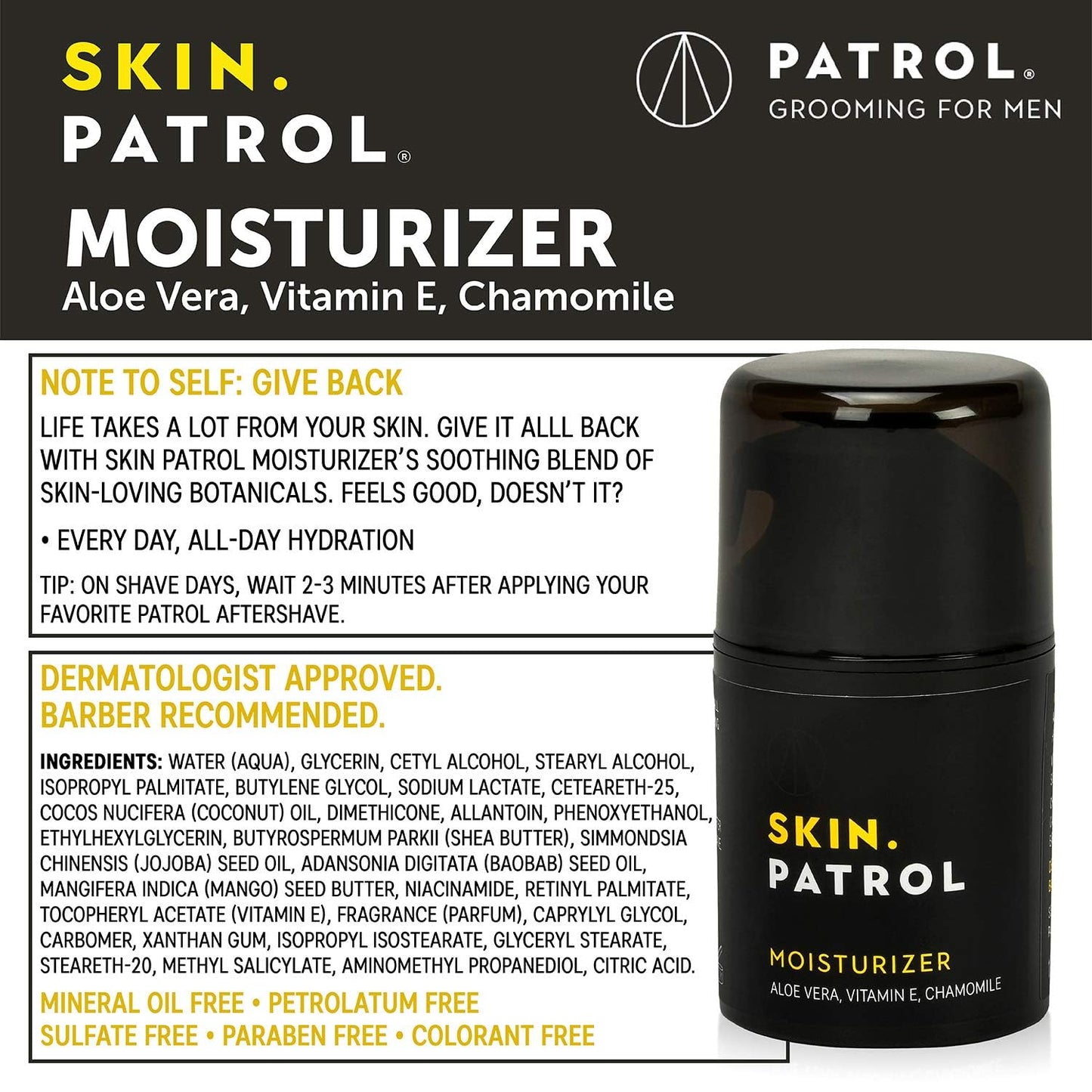 Bump Patrol Everyday Skin Moisturizer - Aloe Vera, Vitamin E, Chamomile, Guards Against Razor Bumps, Ingrown Hairs - 1.68 Ounces - Pack of 2