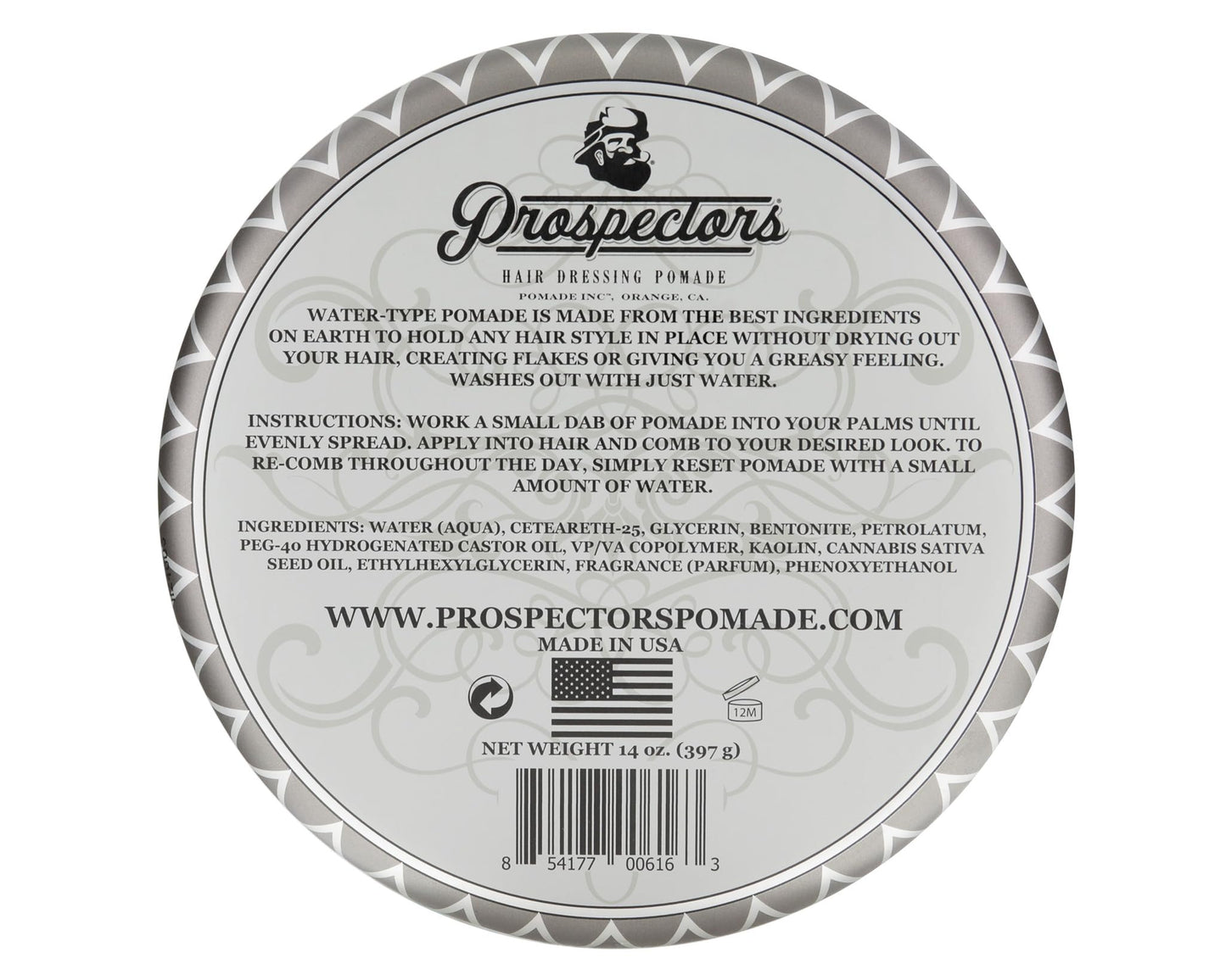 PROSPECTORS Coal Mine Matte Clay Hair Pomade 14 oz Tin Can