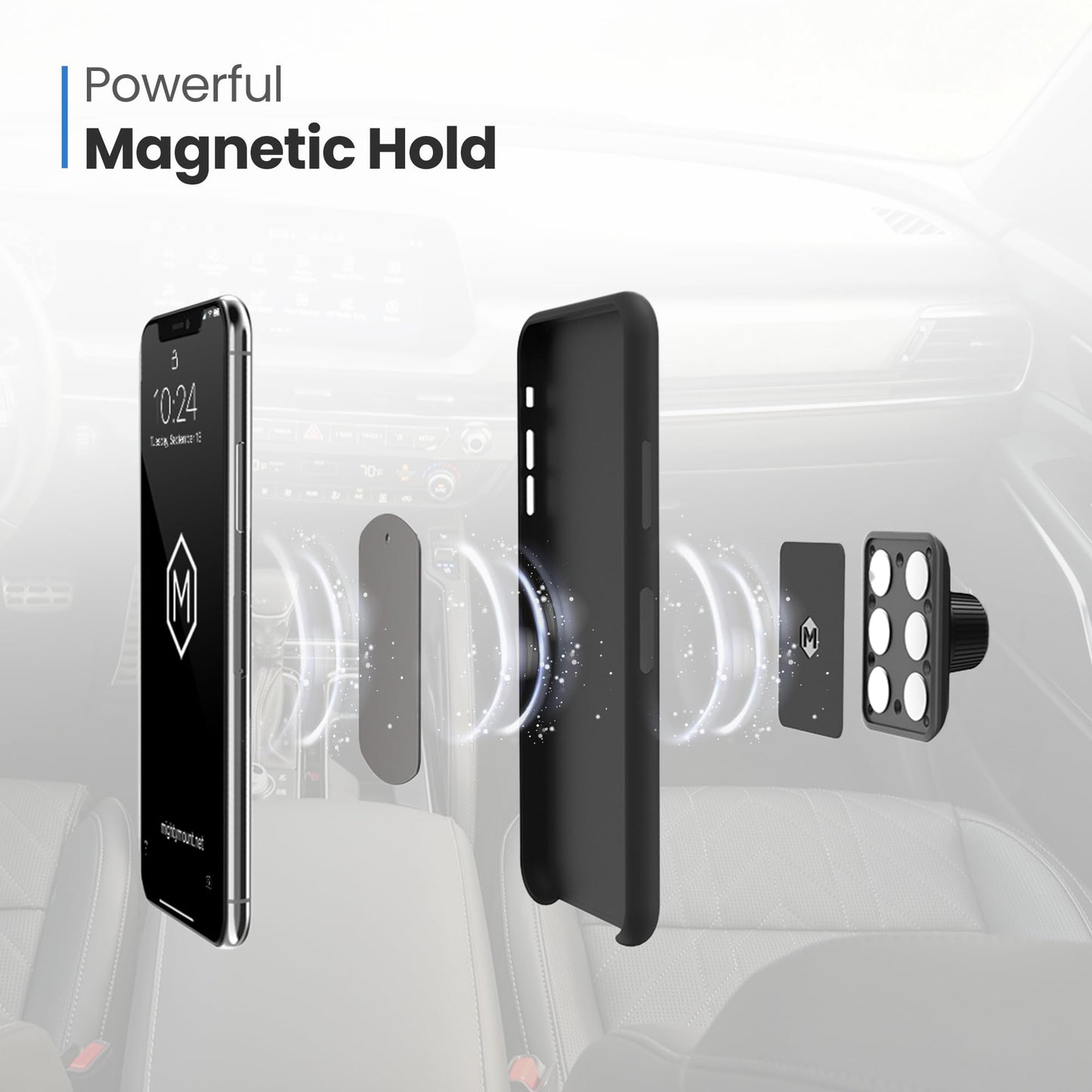 Mighty Mount Magnetic Car Mount with Ultra Strong Magnets - Car Phone Holder Perfect for Magsafe Compatible Device iPhone 12-17 & iPhone Air, Galaxy…