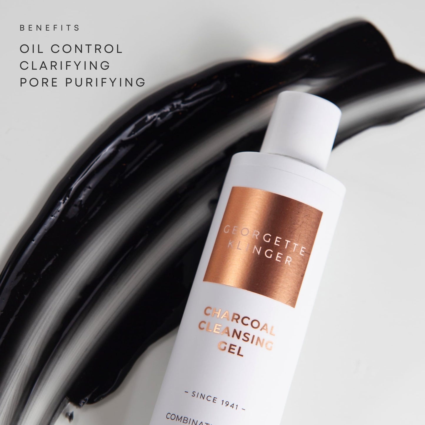 Georgette Klinger Charcoal Cleansing Gel - Gentle Foaming Face Wash: Deep Cleansing, Tightens Pore, Draws Out Dirt & Oil, Oil-Control, Energizing