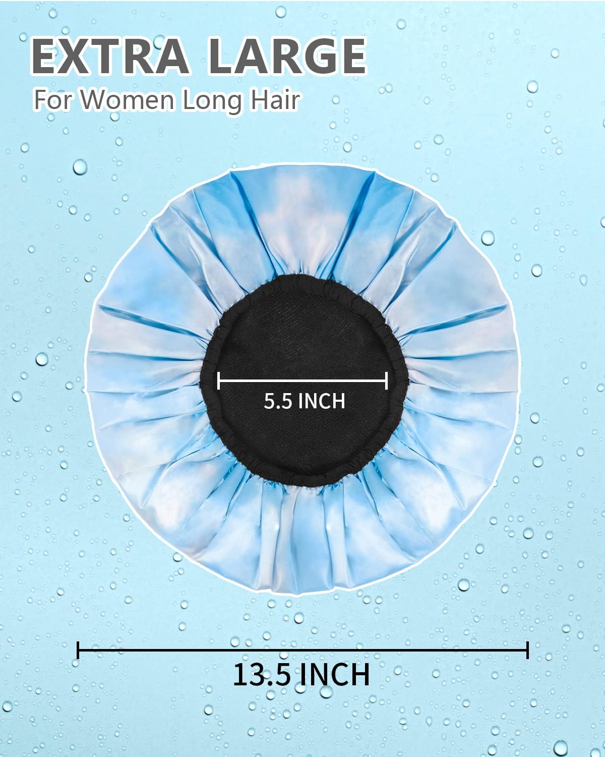 Aquior Shower Caps,Terry Lined Shower Cap for Women Reusable, Triple Layer Waterproof Bath Cap, Extra Large for Women Long Hair