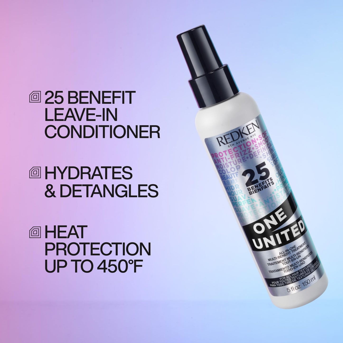Redken One United Leave In Conditioner Spray - Multi-Benefit Leave In Treatment For All Hair Types, Heat Protectant & Detangler Spray, Paraben Free Beauty and Personal Care Redken