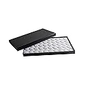 Novel Box Jewelry Tray with Lid 8.25x14.75x1 + Small Size 50 Gems Jars | Glass Jewelry Box with Fitted Lid & White Tray Foam Liner | Glass Rock…