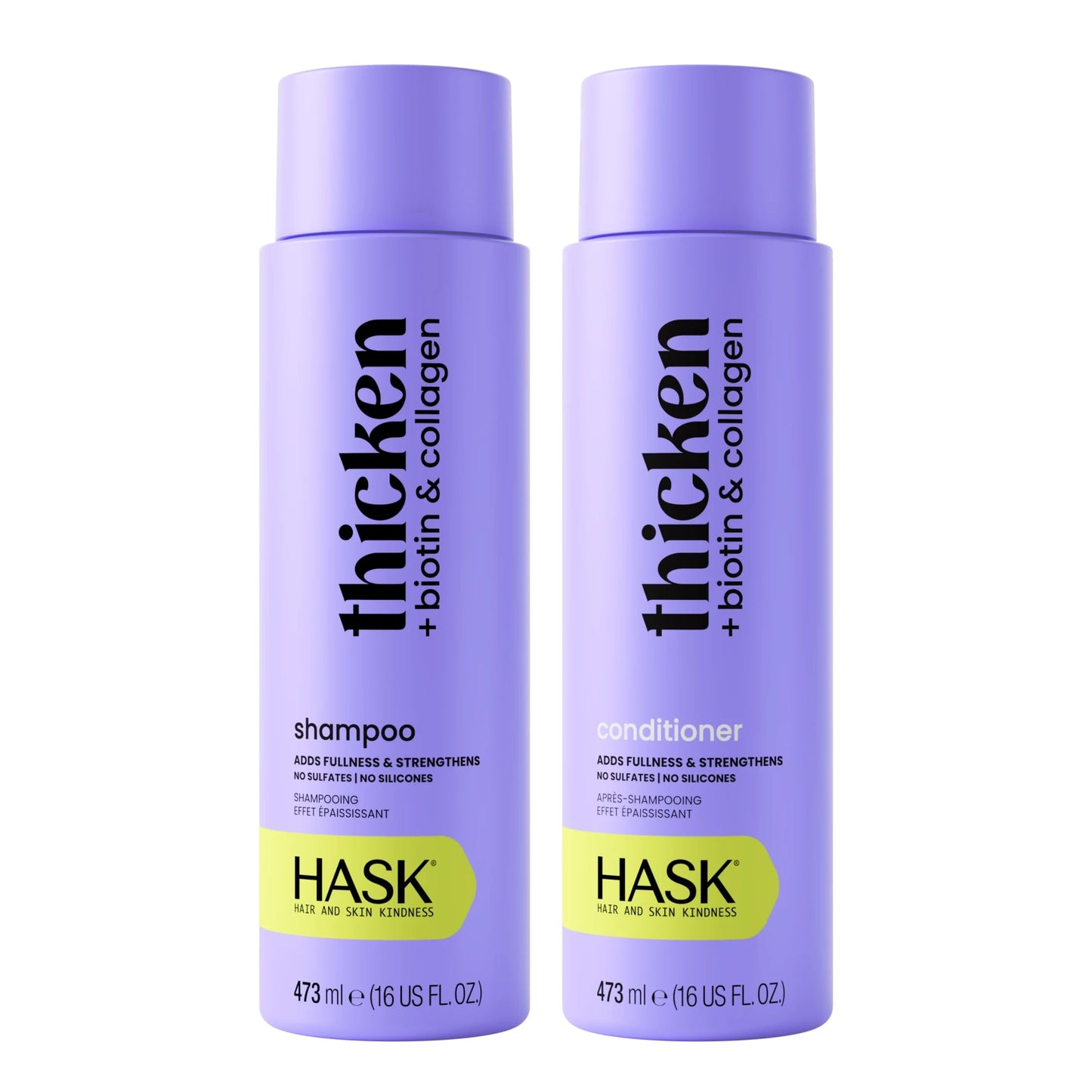 HASK Biotin & Collagan Shampoo + Conditioner Set | Color Safe, Sulfate-Free, Paraben-Free, Gluten-Free, Cruelty-Free | 16oz each, 2 Pack