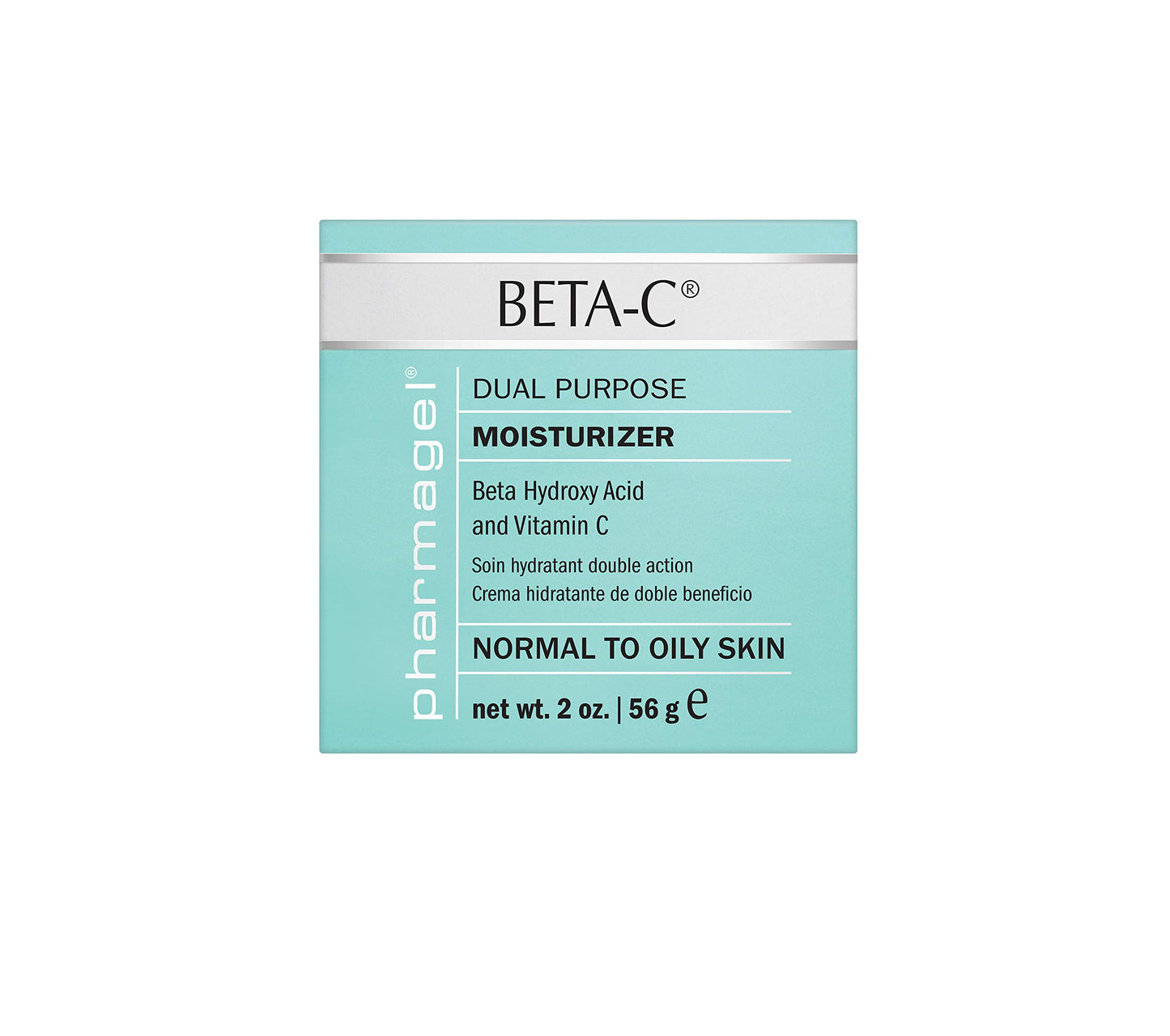 Pharmagel Beta-C Dual Action Moisturizer Normal to Oily Skin | Brightening and Smoothing Face Moisturizer | Pore Minimizer & Rejuvenation - 2 oz.