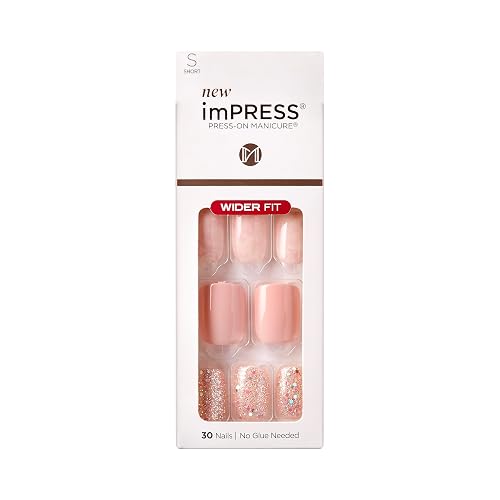 Kiss Impress No Glue Mani Press On Nails, Wide, 'Just a Dream', Pink, Short Size, Squoval Shape, Includes 30 Nails, Prep Pad, Instructions Sheet, 1 Beauty & Personal Care imPRESS